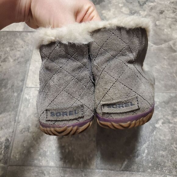 Sorel X Anthropologie Out N About High Cut Moccasin Suede Gray Purple Slippers - Picture 6 of 10